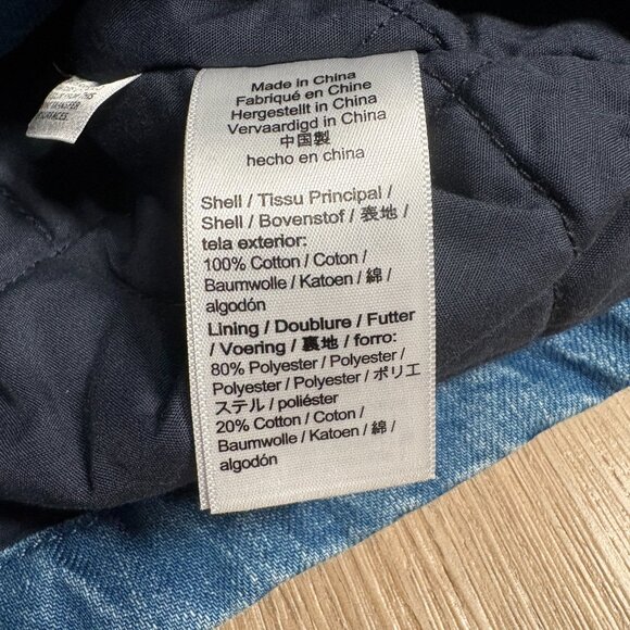 J. Crew Cropped Denim Puffer Jacket size M medium warm quilted lining blue jean - Picture 12 of 12